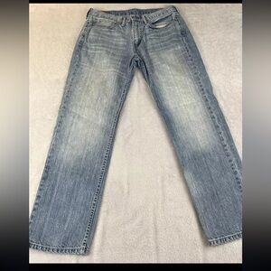 Levis 514 mens light wash blue denim straight leg jeans size 34
